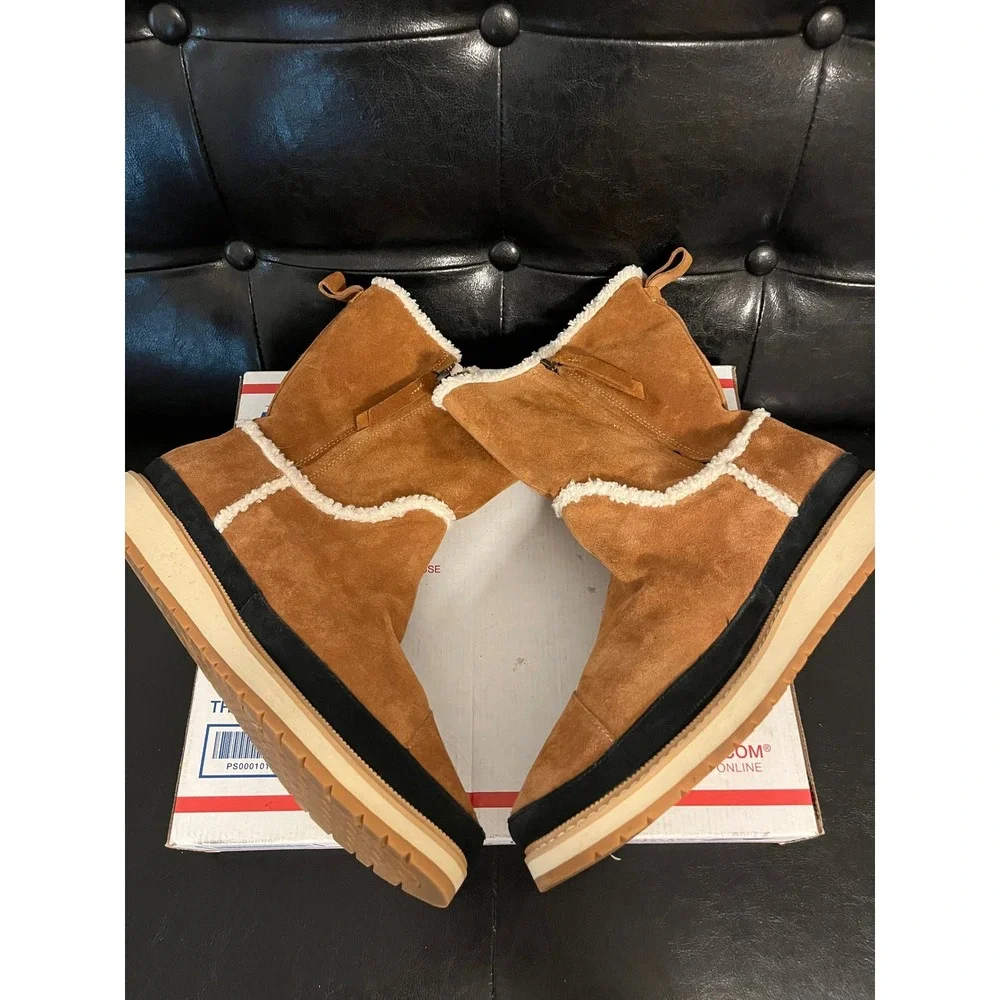 TOMS Tan Suede Faux Fur Shearling Mid Calf Boots